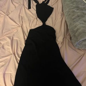 A backless sexy black dress!